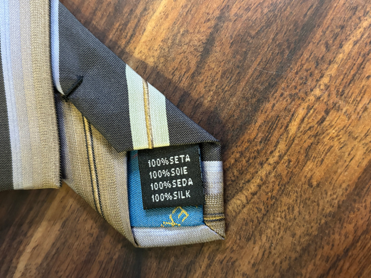 Alexander Julian Gold & Black Striped Tie 100% Silk 58”