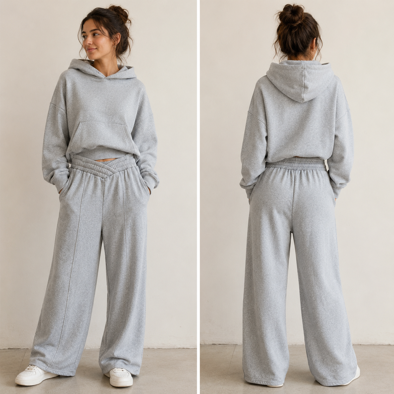 Gray Wide Leg Sweat Pants size Women’s medium by Fashion Nova