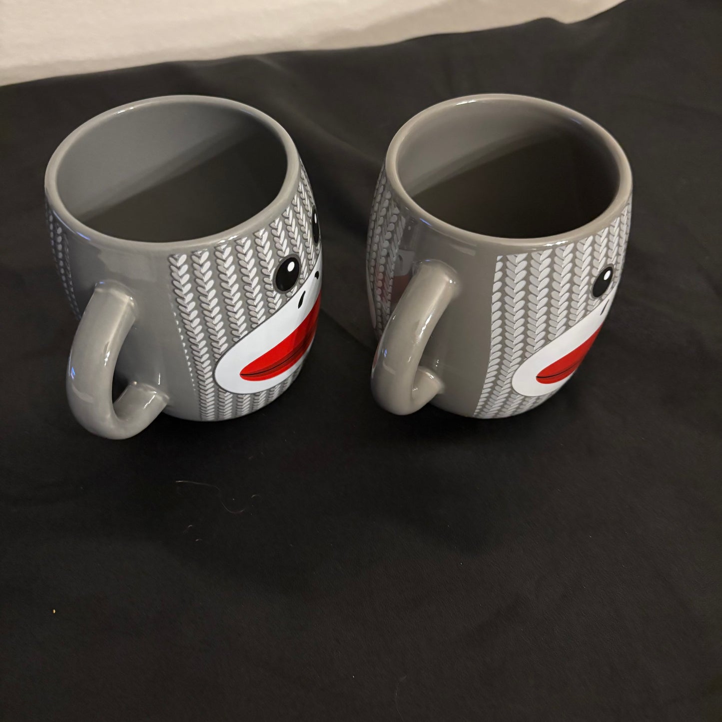 SOCK Monkey Gray mugs set of 2