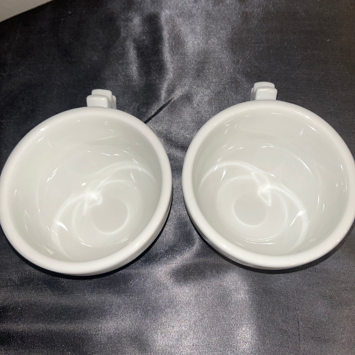 White Gear Handle Mugs set of 2