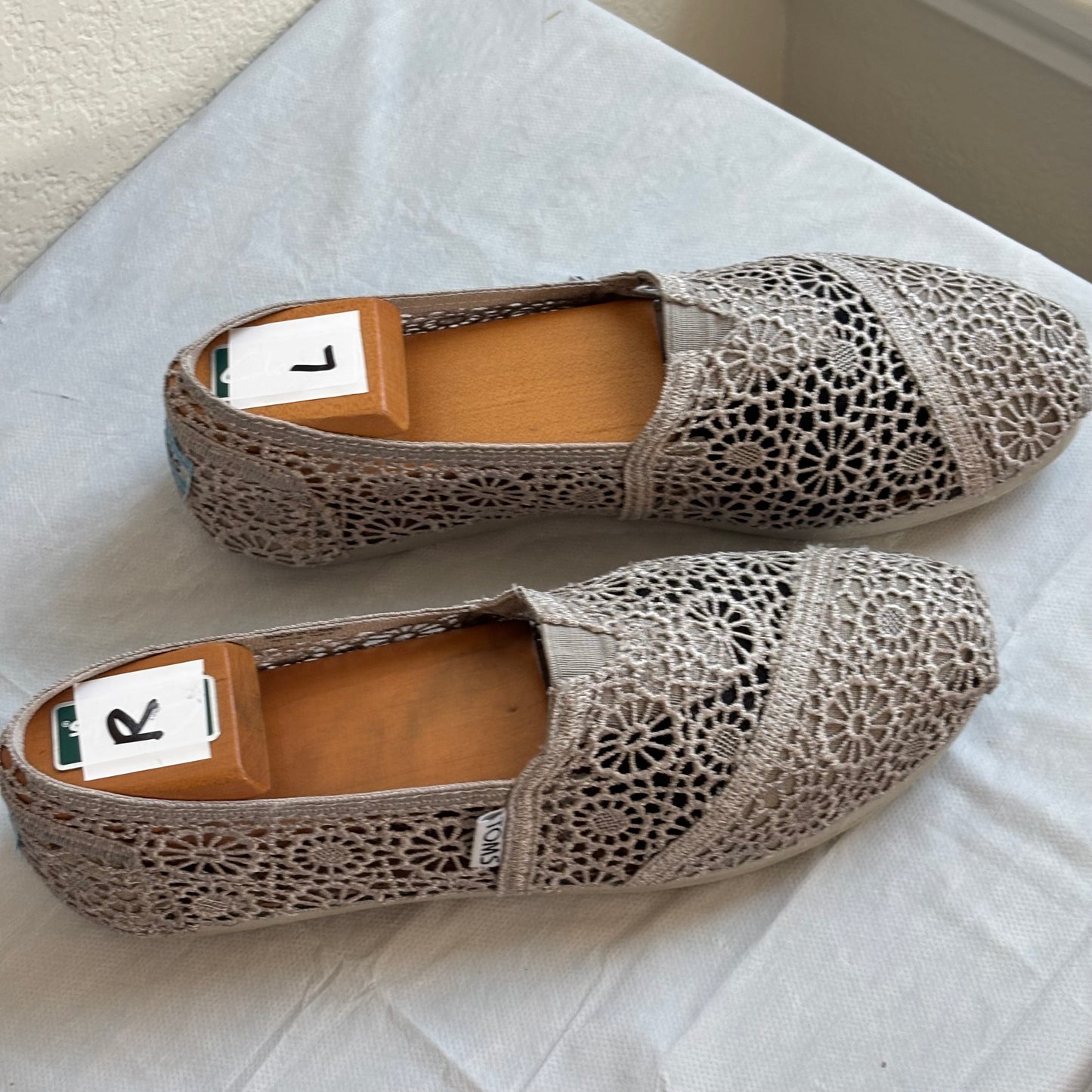 Tom’s lace crochet gray shoes size 8.5