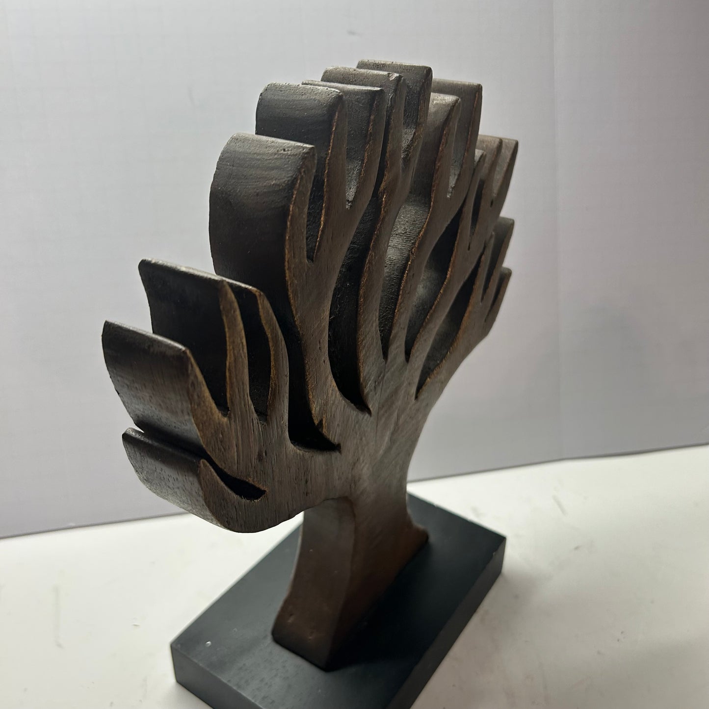 Carved Wood Tree pedestal Home Decor