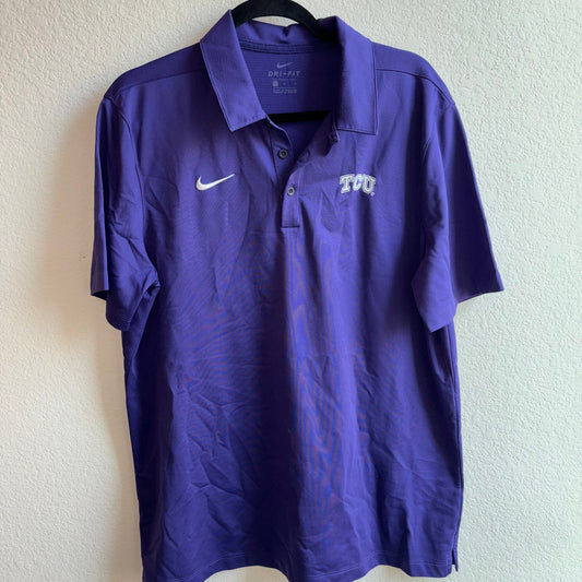 Nike Dri-Fit Purple Texas Christian University (TCU)Polo Shirt size large