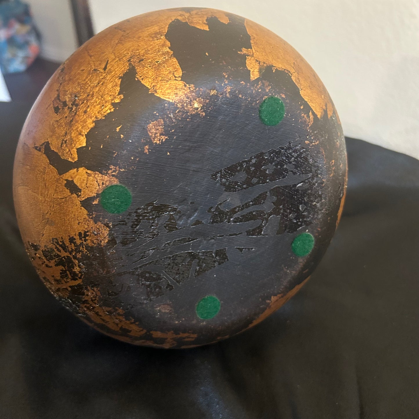 Gold and black vase, genie bottle style with lid