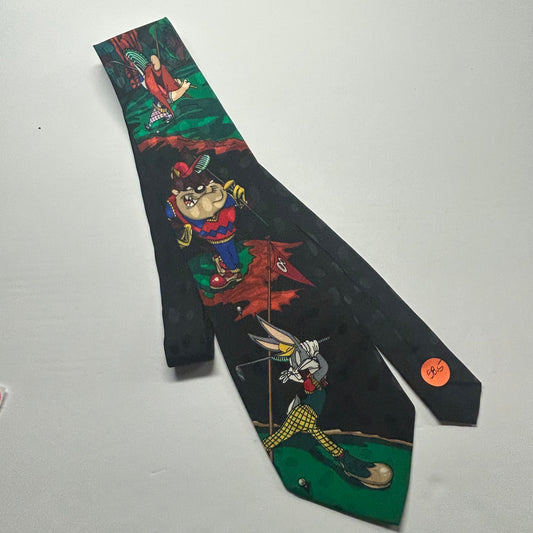 Looney Tunes Tasmanian Devil, Bugs Bunny  Golf Themed Men’s Tie