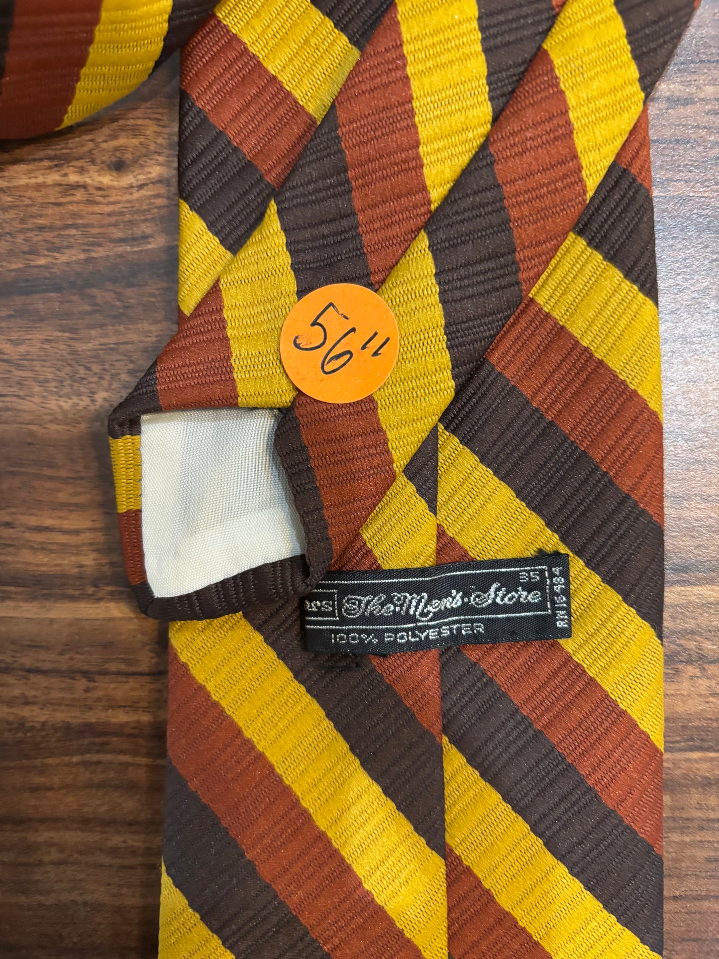 The Men’s Store Yellow, Brown, Black Striped Tie 56”