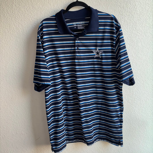 Authentic Dallas Cowboys Blue & White Stripe Men’s XL Polo Shirt