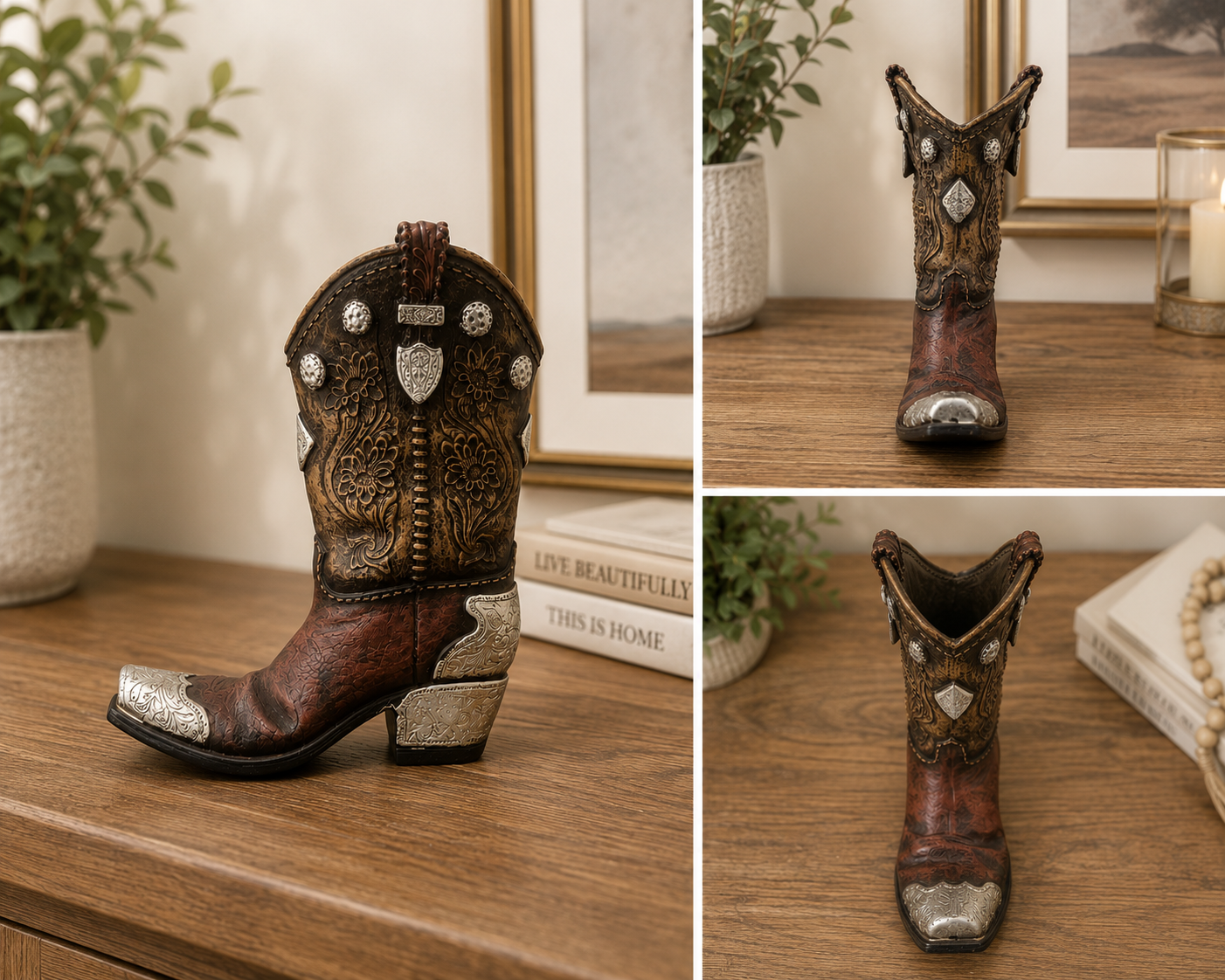 Western Cowboy Boot Plantar/ Vase