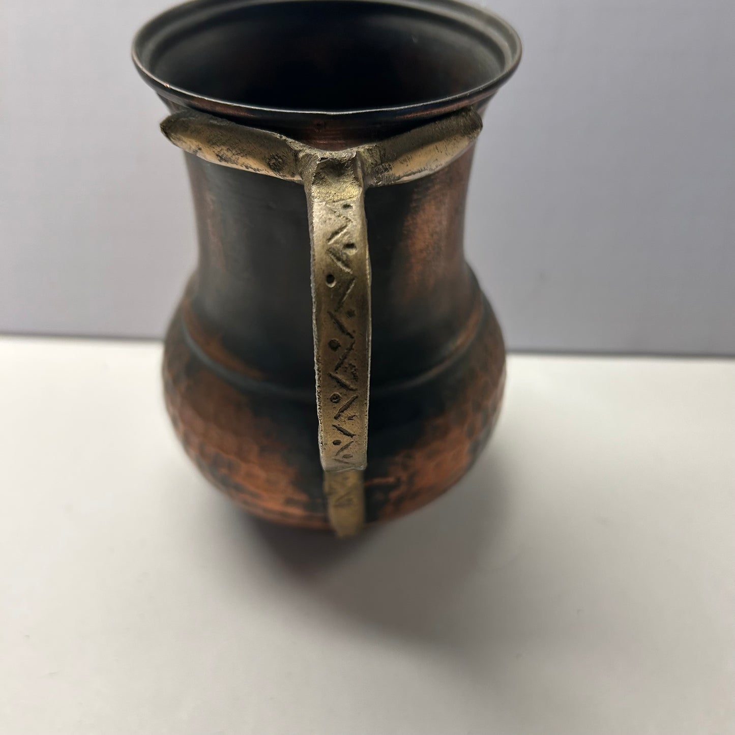 Hammered Brown and Copper toned Metal Pitcher