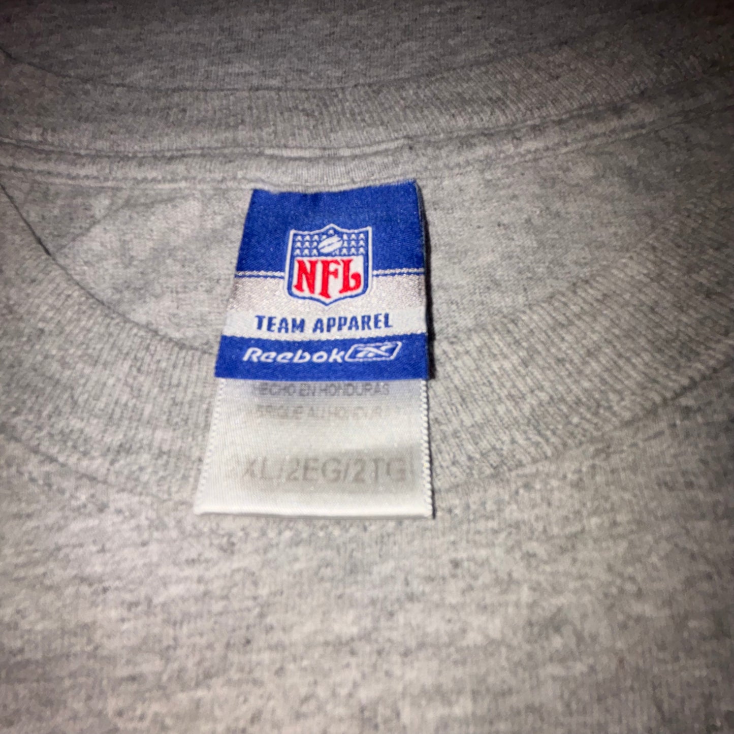 Vintage NFL Team Apparel, Indianapolis Colts gray with blue horseshoe logo, long sleeve shirt, size 2XL