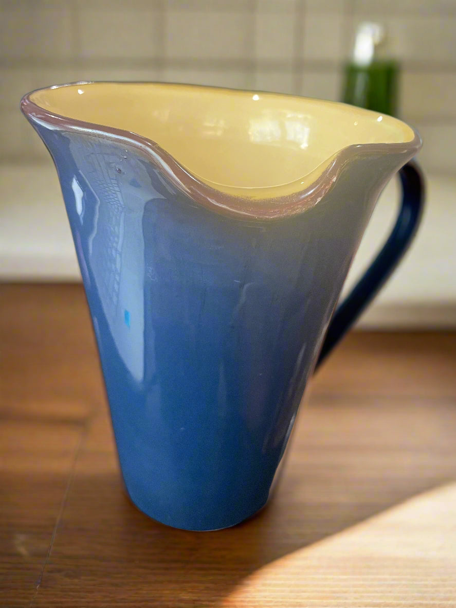 Vintage Crate & Barrel Dark Blue Pitcher Made in Italy