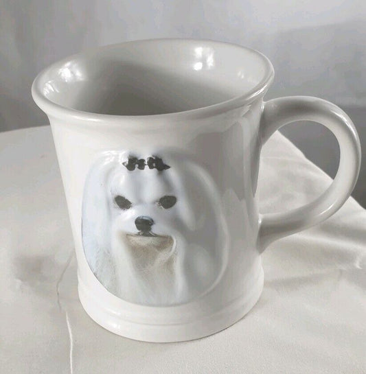 Vintage 3D Maltese With Adorable Bows Mug