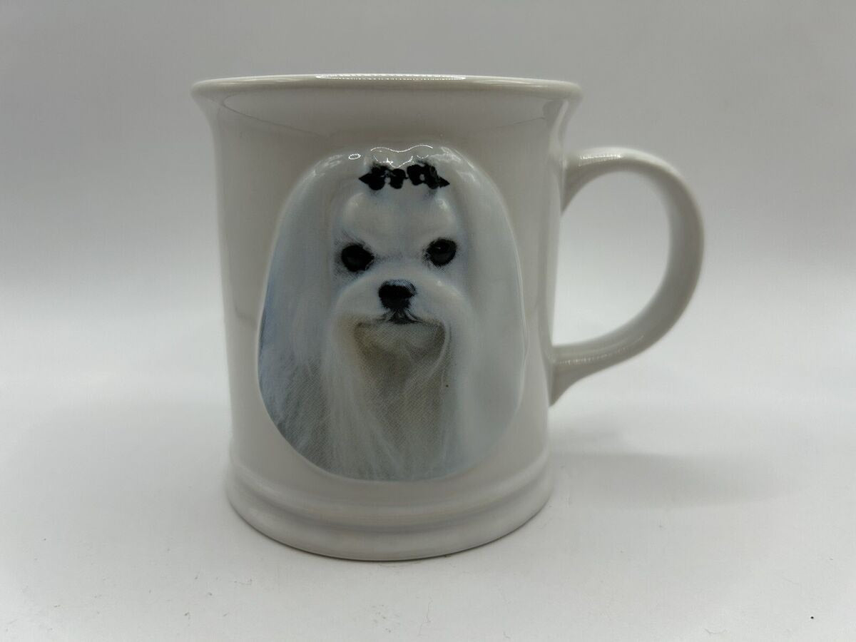 Vintage 3D Maltese With Adorable Bows Mug