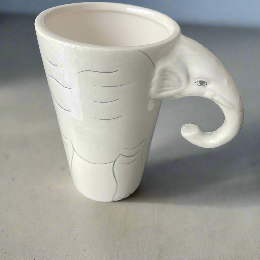Elephant Mug with Face and Trunk Design Handle