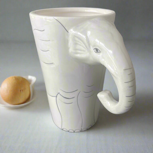 Elephant Mug with Face and Trunk Design Handle