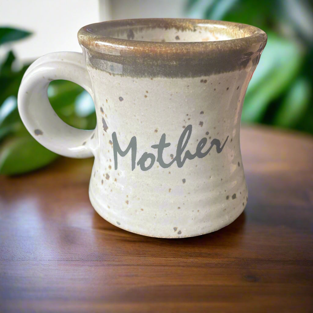 Vintage Mug w/ Mother writing, 1983 Speckled Pottery Coffee Mug