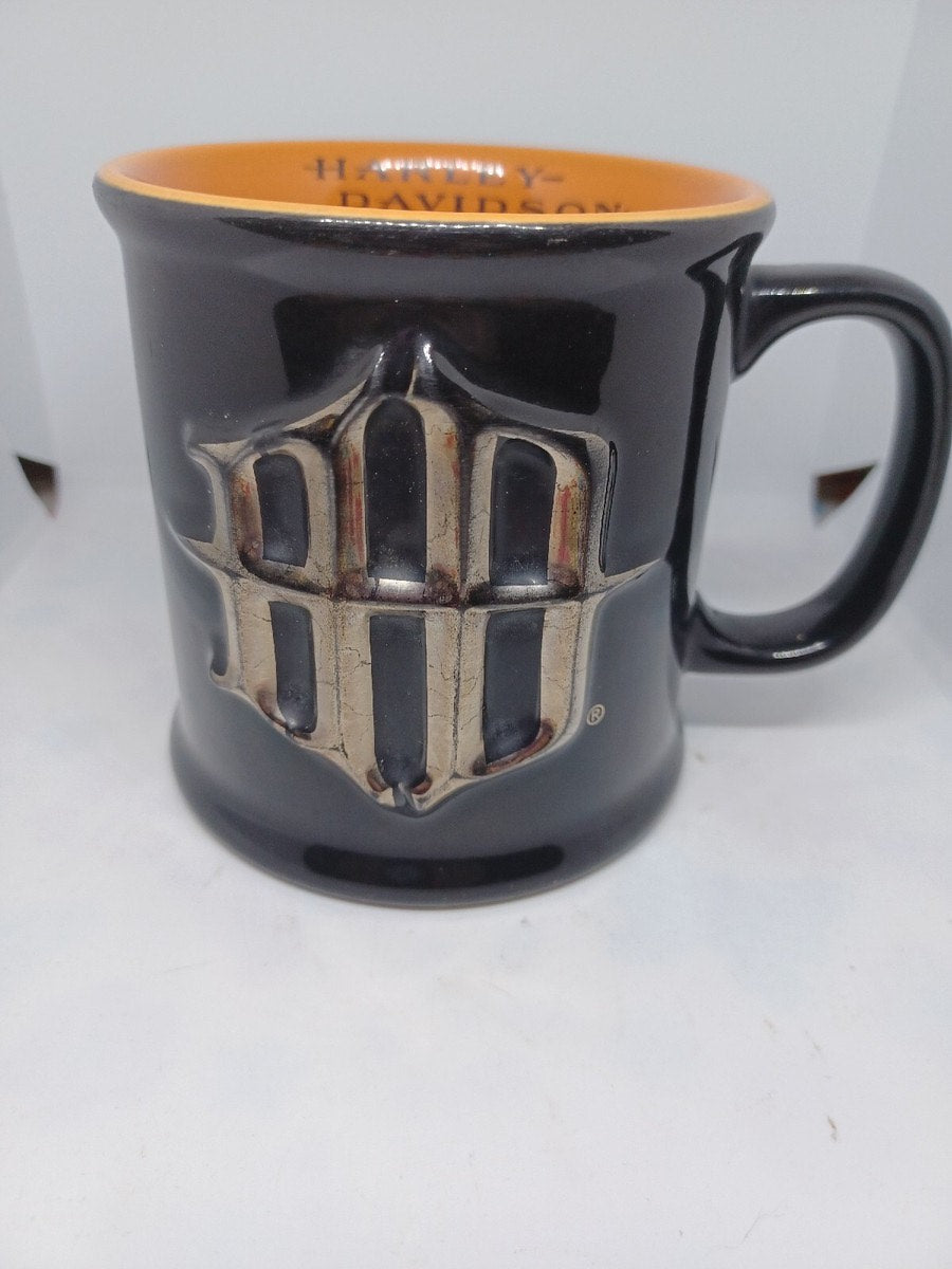Vintage Black and Gold Harley Davidson Mug