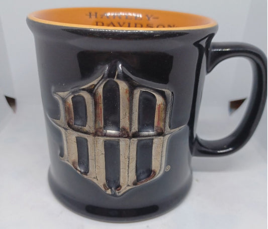 Vintage Black and Gold Harley Davidson Mug
