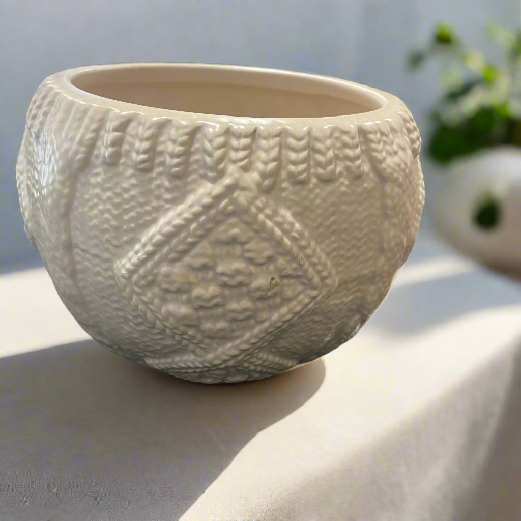 Ceramic Cream Sweater Style Planter or Trinket Holder
