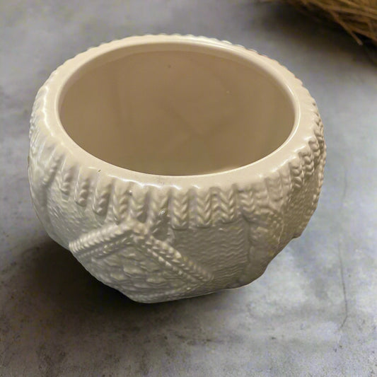 Ceramic Cream Sweater Style Planter or Trinket Holder