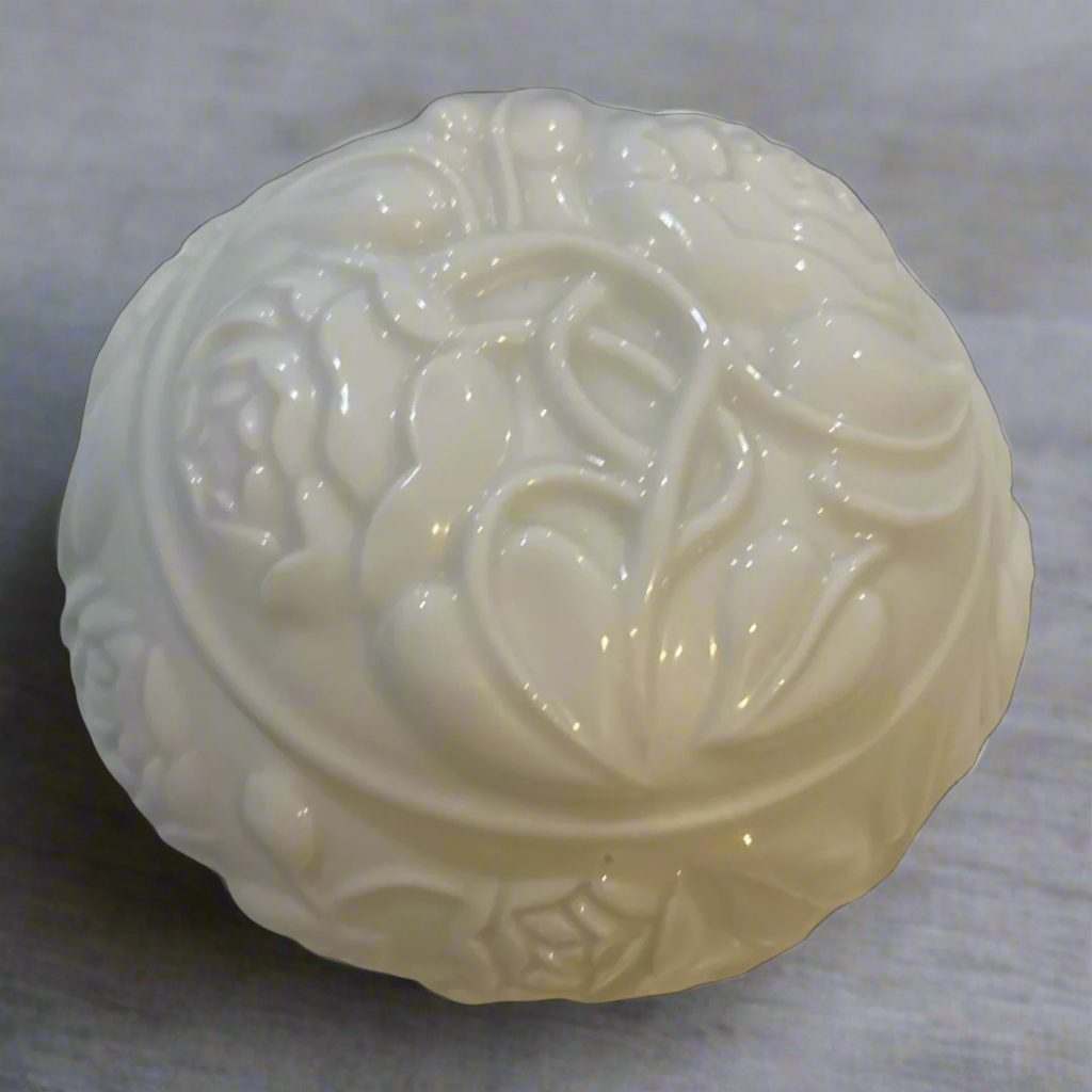White Floral Porcelain Vintage Trinket Box
