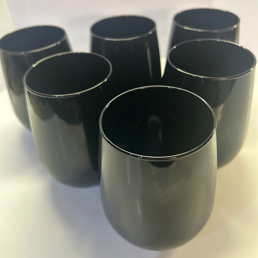 Black Glass Tumblers (Set of 6)
