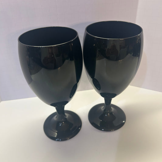 Black Goblet Wine Glasses set of 2