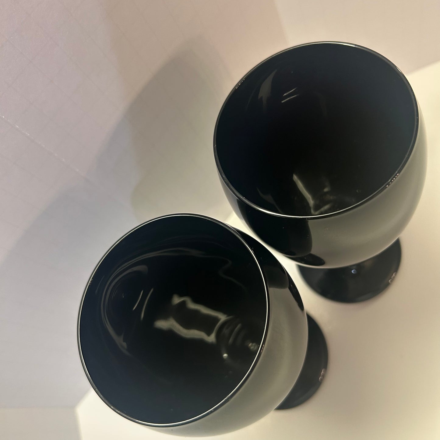 Black Goblet Wine Glasses set of 2