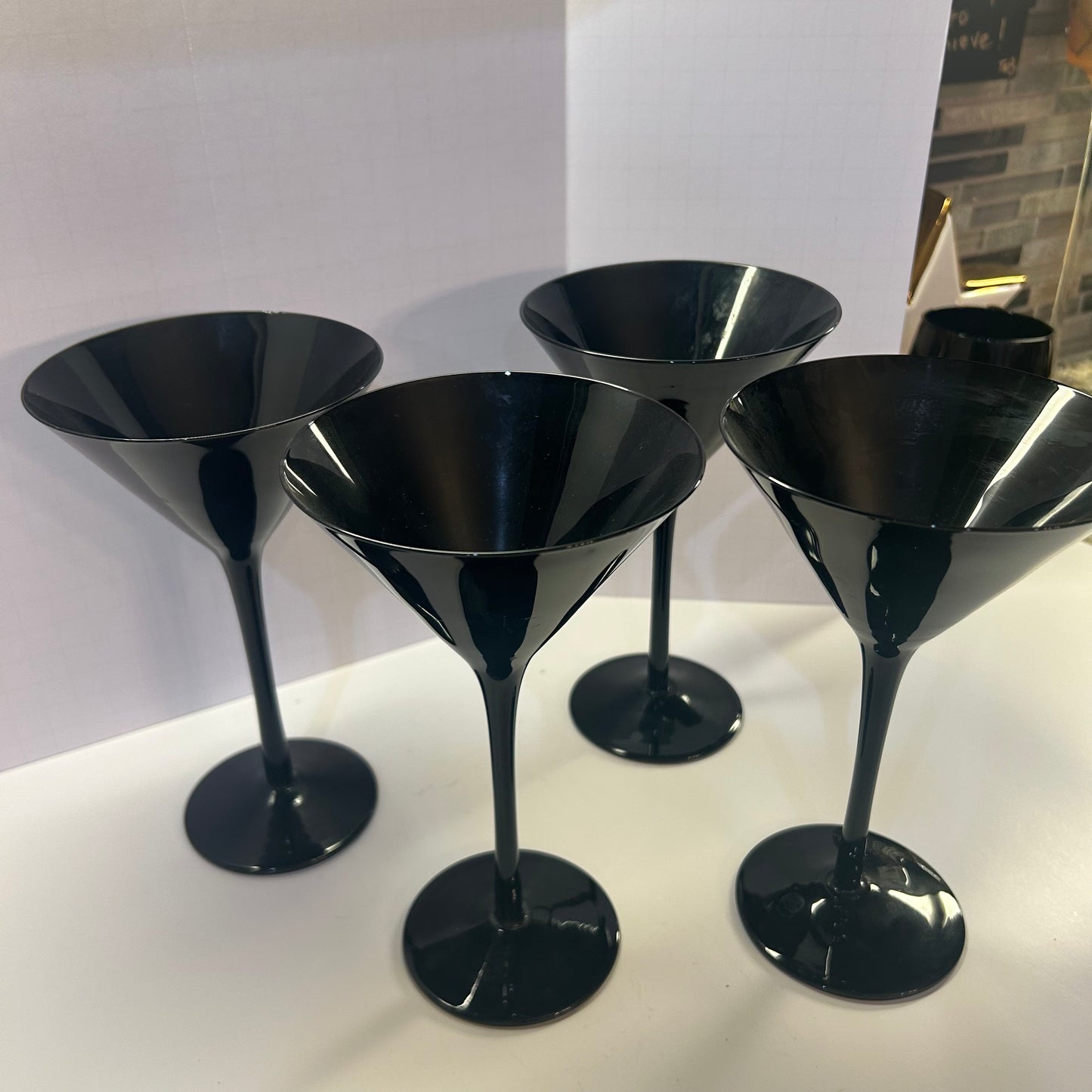 Elegant Blackest Black Martini Glasses (set of 4)