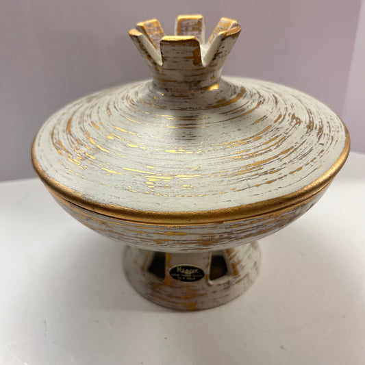 VINTAGE-MID CENTURY ROYAL HAGER GOLD TWEED GLAZE TRINKET DISH