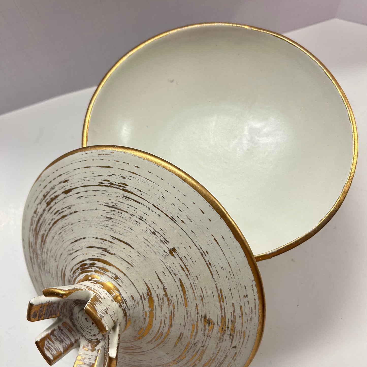 VINTAGE-MID CENTURY ROYAL HAGER GOLD TWEED GLAZE TRINKET DISH