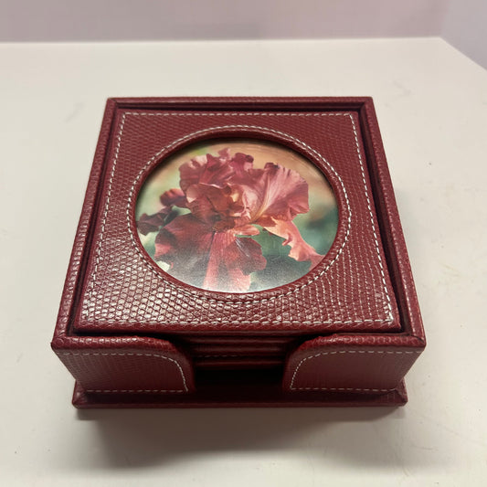 RED VEGAN LEATHER PICTURE FRAME COASTERS