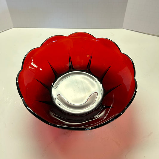 Vintage Anchor Hocking Royal Ruby Red Glass Berry Bowl 10”