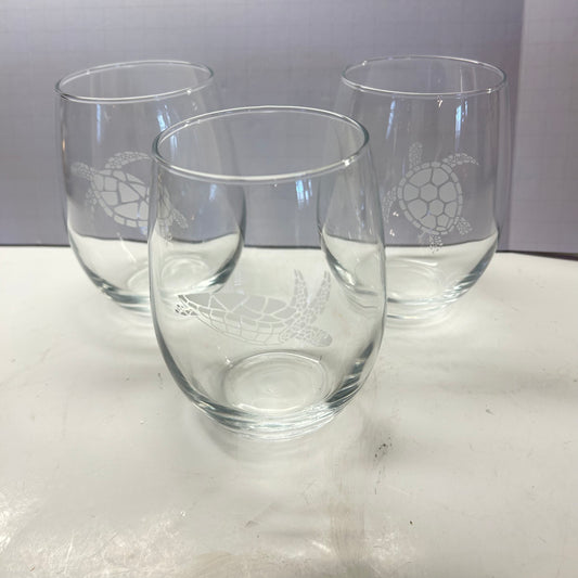 Turtle Design Drinking Glasses (set of 3)