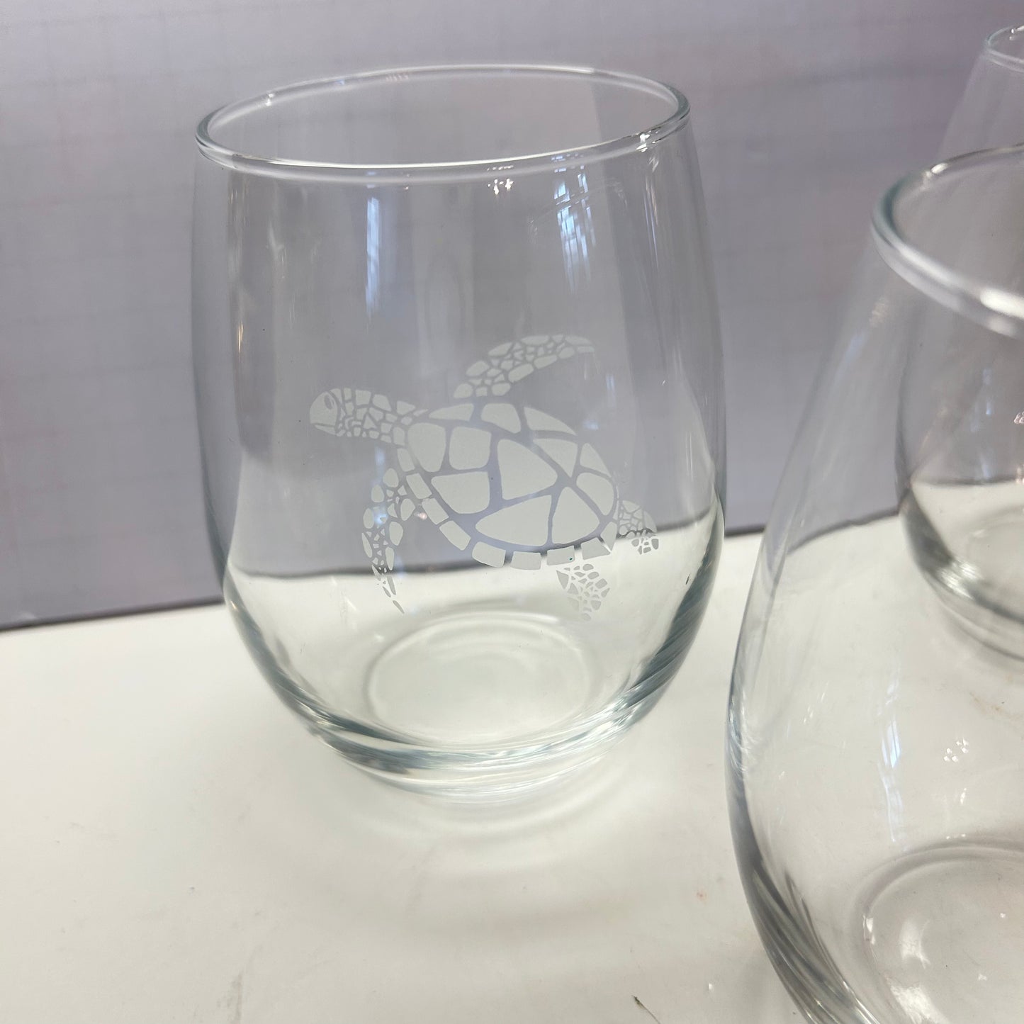 Turtle Design Drinking Glasses (set of 3)