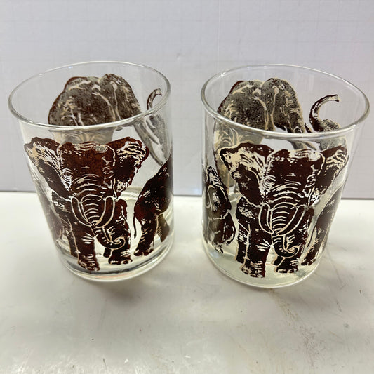 Set of 2 Vintage Tastesetter Old Fashioned Elephant Glasses: 13 oz Capacity 4" Tall