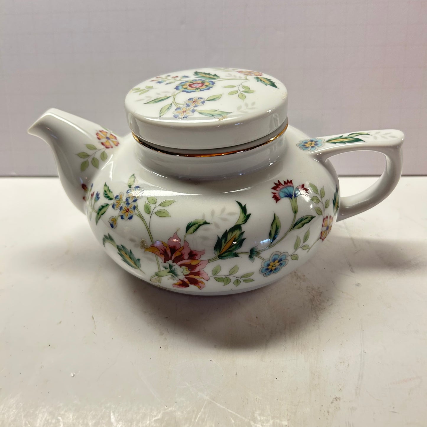 Ceramic White Floral Tea Pot