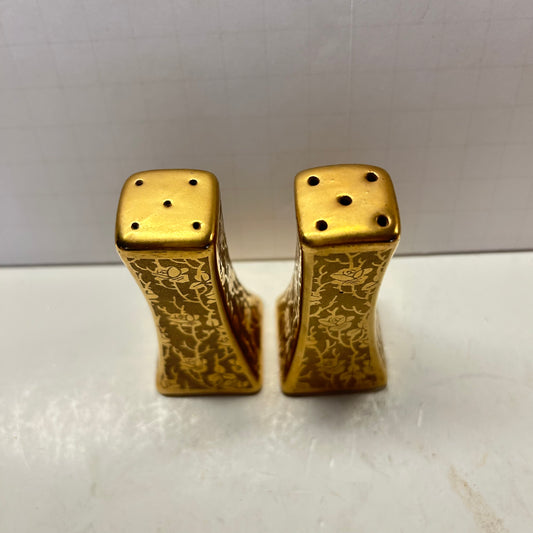 Vintage Pickard gold encrusted shakers Floral design (24k finish)