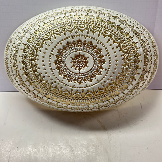 Gold and White asian inspired design oval Decorative Bowl