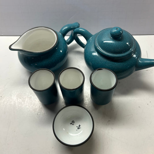 Turquoise Blue Oriental Ceramic Tea Set