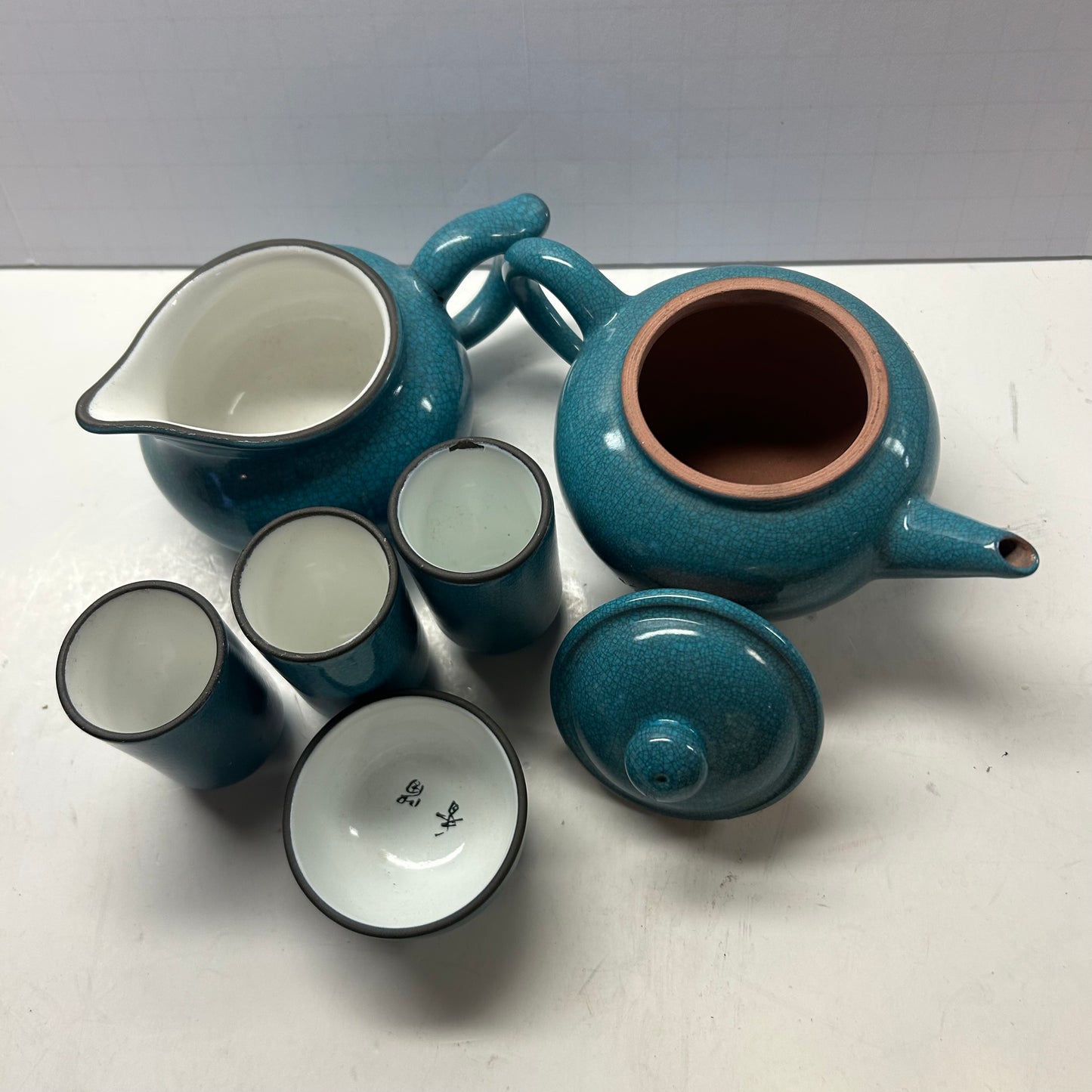 Turquoise Blue Oriental Ceramic Tea Set