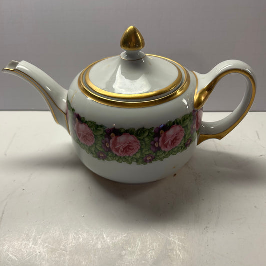 Tea Pot Roses and Gold Design  Ceramic