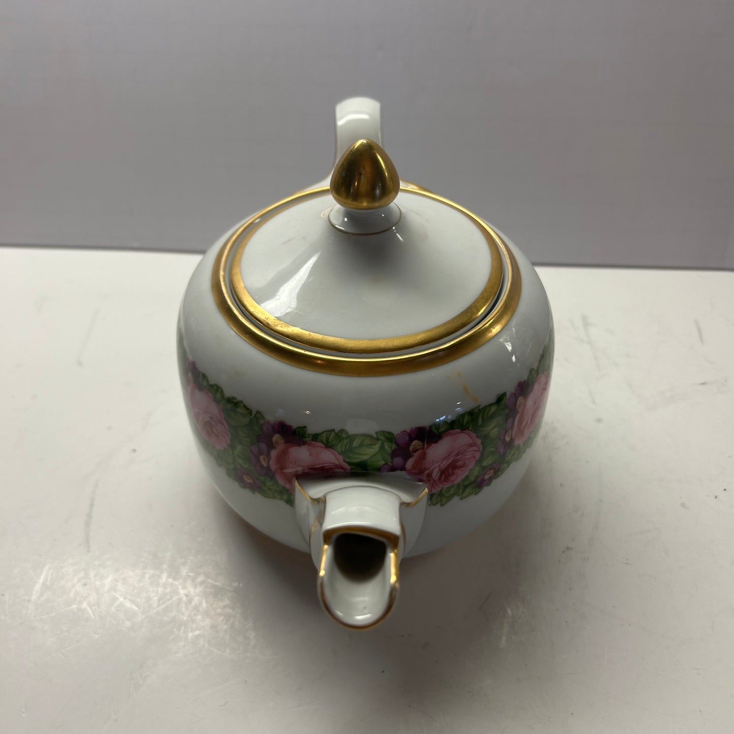 Tea Pot Roses and Gold Design  Ceramic