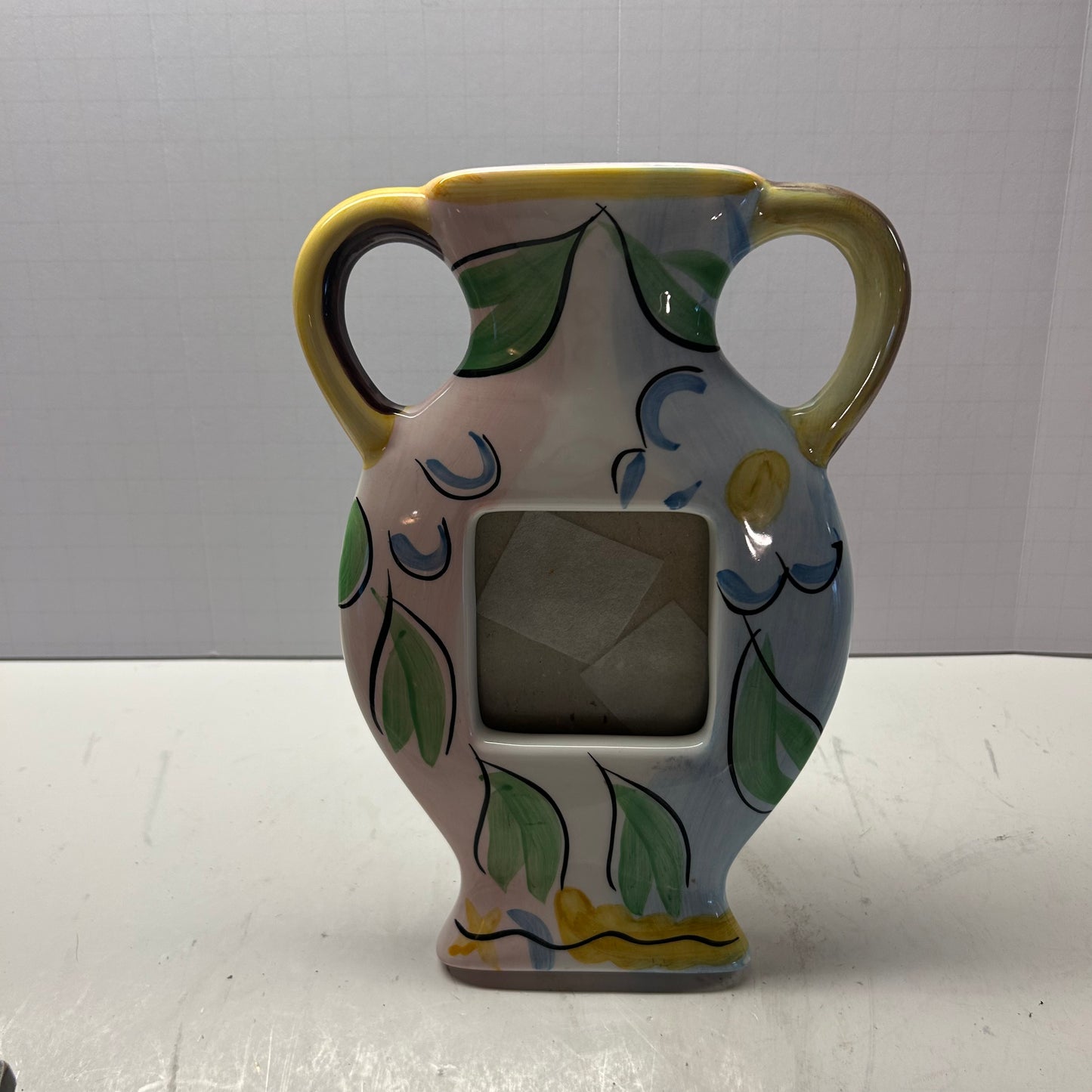 Blue and Yellow Vase Shaped Ceramic Picture Frame (2x2)