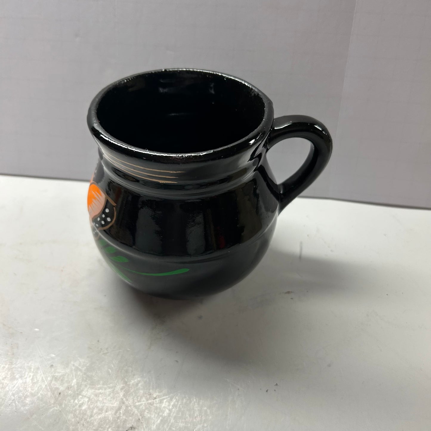 Black Mug with Orange Butterfly and