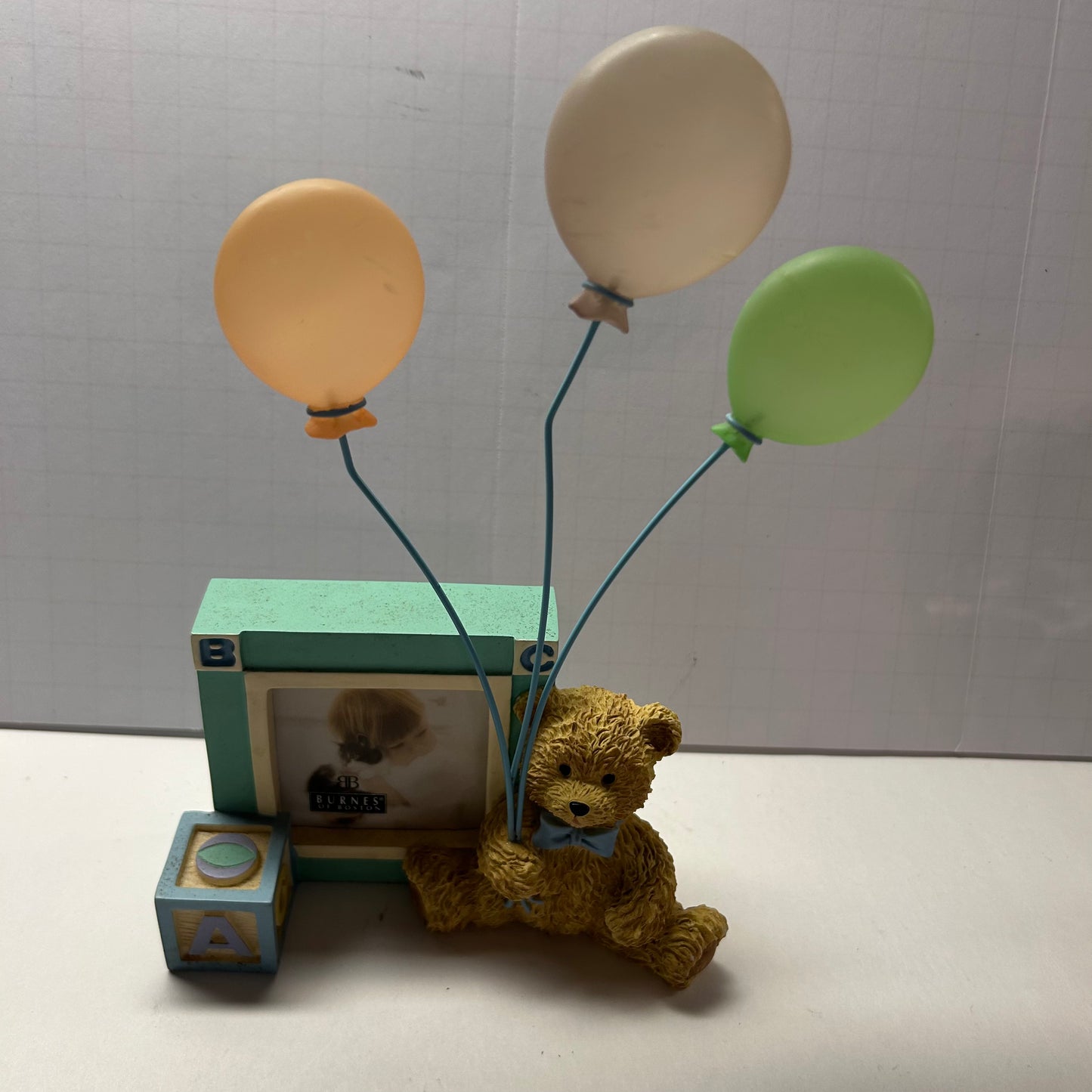 Teddy Bear w/ Balloons & Letter Block Picture Frame (3x3)