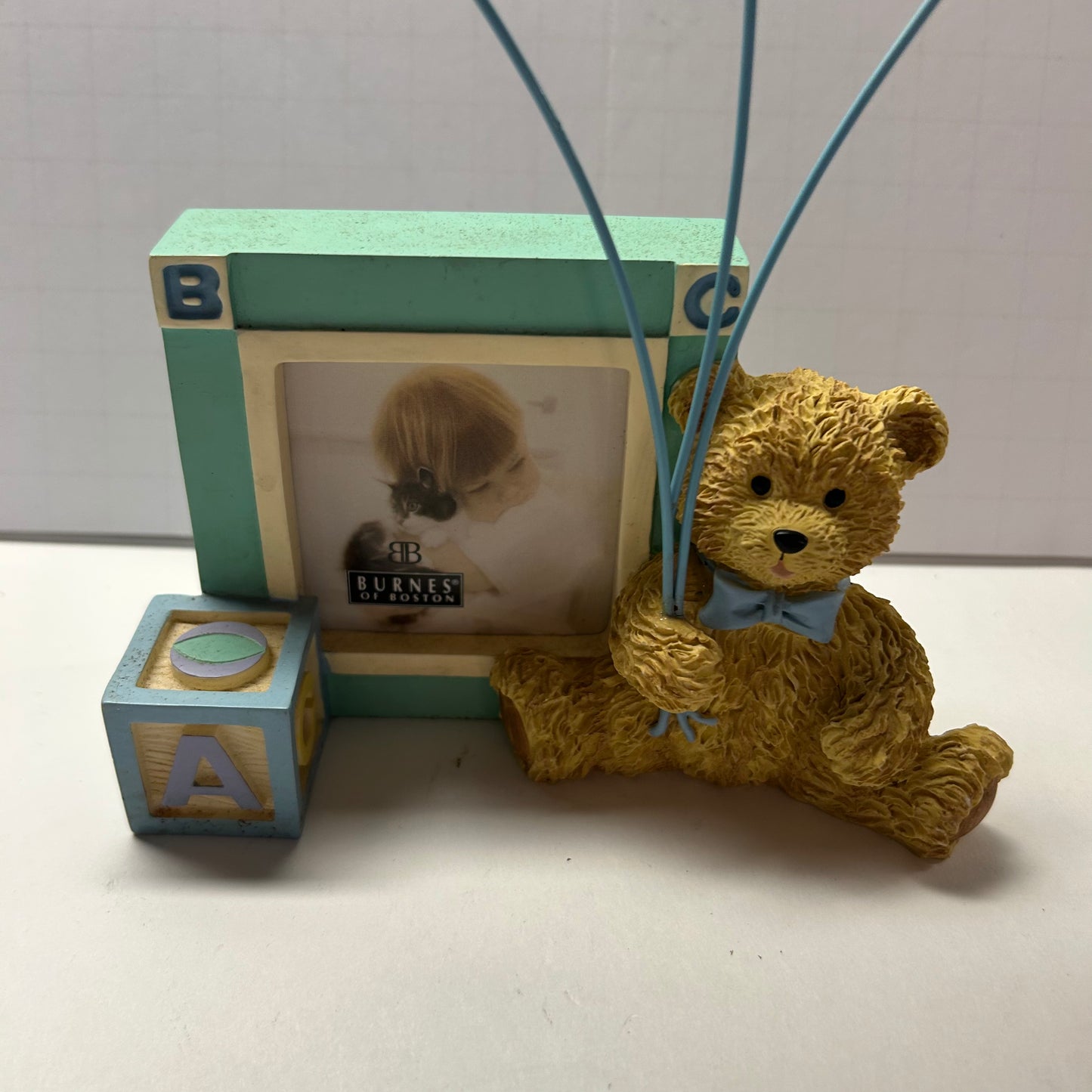 Teddy Bear w/ Balloons & Letter Block Picture Frame (3x3)