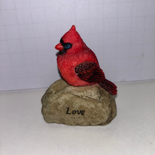 Red Robin Perched on a Stone w/ Love Engraved