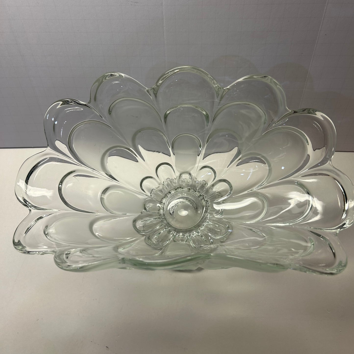 Vintage Glass Pedestal Floral Dish