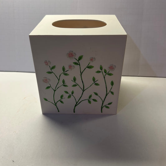 Creamy and Pink Rose Floral Design Tissue Box